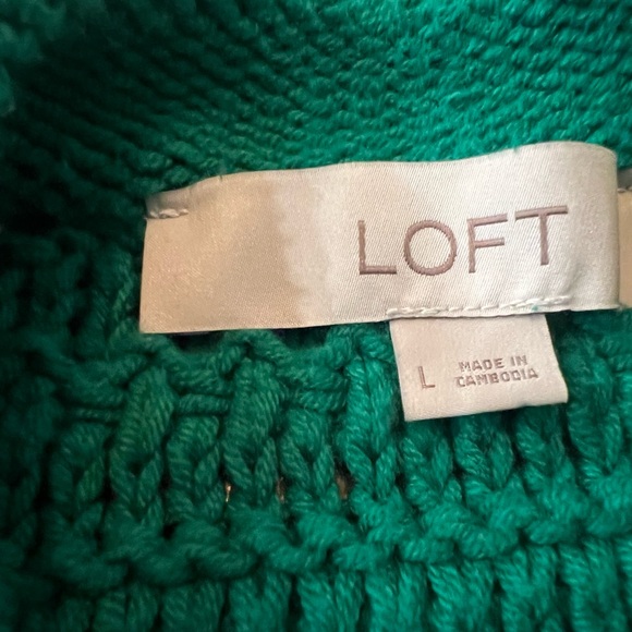 LOFT Kelly Green Textured Cardigan with Gold Buttons - Picture 3 of 3